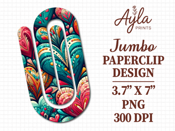 Boho Teal Mandala Art Jumbo Paperclip Graphics