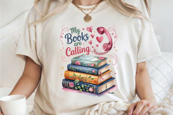 Books Are Calling, Floral Book Lover PNG: Graphics for T-Shirt Designs & Editorial Use