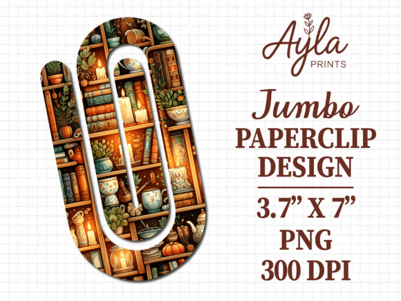 Bookshelf Books Library Jumbo Paperclip
