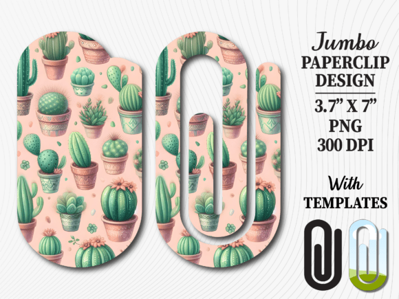 Cactus Succulent Pot Jumbo Paperclip Graphics for Crafts
