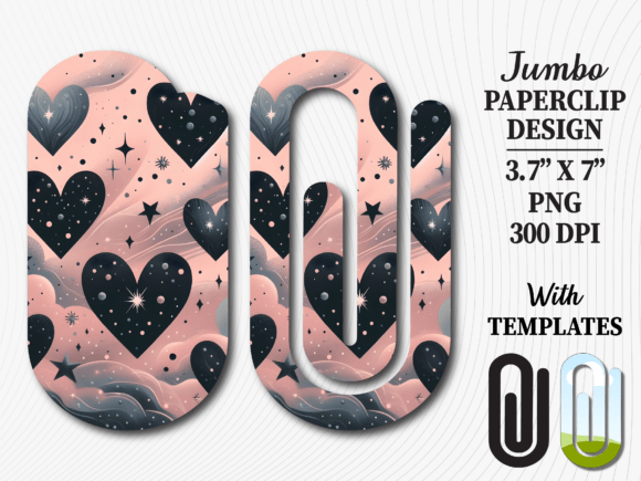 Celestial Night Heart Jumbo Paperclip Graphics