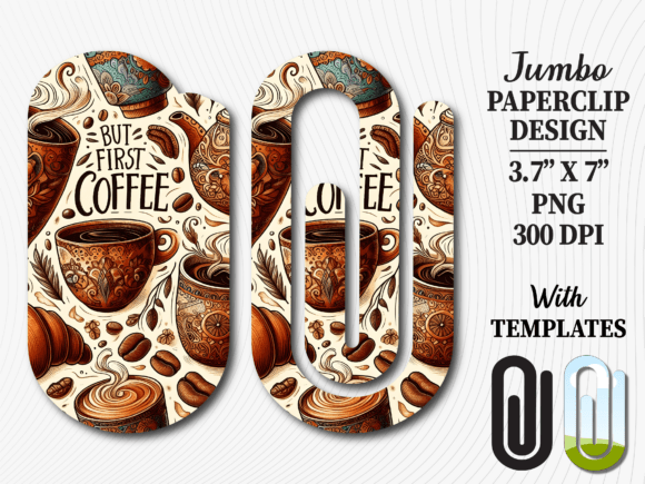 Coffee Bean Cafe Jumbo Paperclip Design: Graphics for Crafts