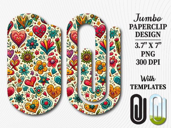 Colorful Retro Floral Jumbo Paperclip Graphics