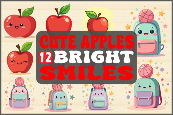 Cute Apples Bright Smiles Bundle: Graphics for Crafts & Local Branding