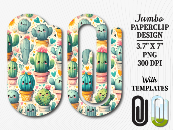 Cute Kawaii Cactus Jumbo Paperclip Graphics