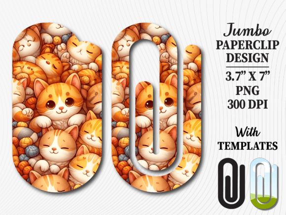 Cute Kawaii Ginger Cat Jumbo Paperclip Graphics