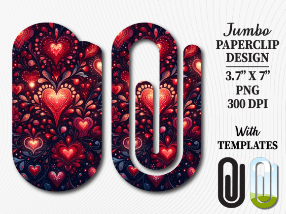 Dark Boho Floral Heart Jumbo Paperclip Graphics