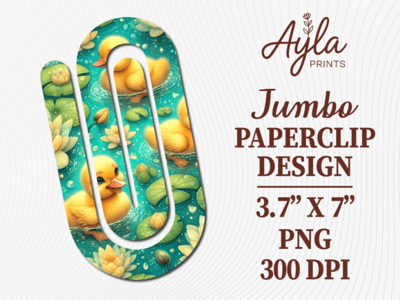 Duck Water Lily Pond Jumbo Paperclip Graphics for Crafts