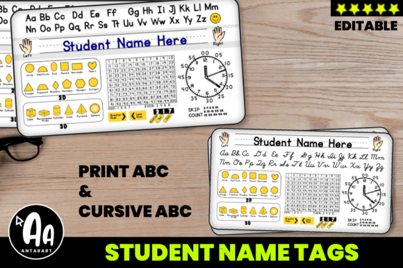 Editable Desk Name Tags Graphics for 3Rd Grade
