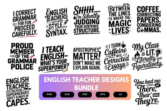 English Teacher SVG Bundle: Graphics for Crafts & Education Brands