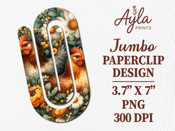 Farmhouse Chicken Floral Jumbo Paperclip Graphics