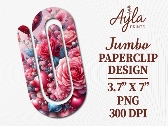 Floral Rose Pink Jumbo Paperclip Graphics for Crafts
