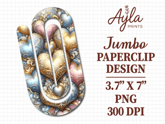 Gold Glitter Heart Jumbo Paperclip PNG: Graphics for Crafts & Brand Moments