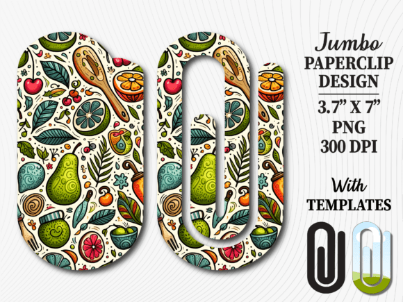 Kitchen Fruit Veggie Jumbo Paperclip PNG: Graphics for Crafts