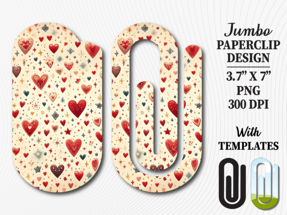 Minimalist Shabby Heart Jumbo Paperclip Graphics