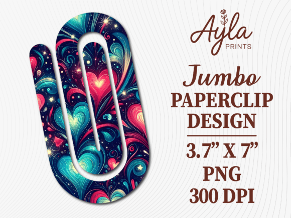 Neon Heart Abstract Jumbo Paperclip PNG — Graphics for Crafts & Branding