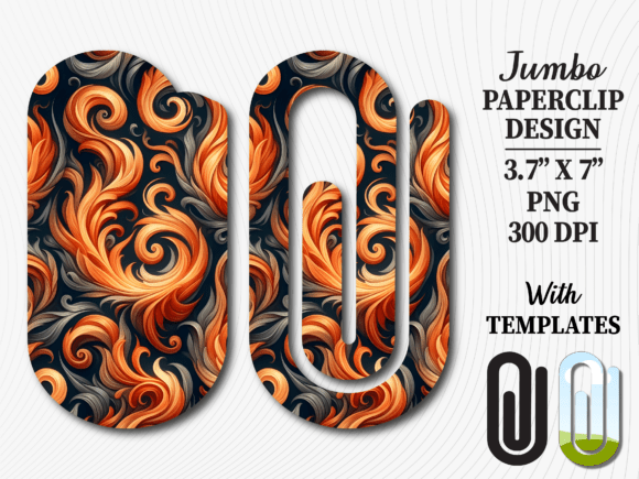 Orange Black Abstract Jumbo Paperclip Graphics
