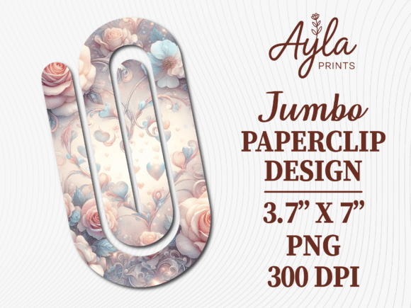Pastel Floral Shabby Jumbo Paperclip Graphics for Crafts