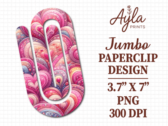 Pastel Heart Swirl Jumbo Paperclip: Graphics for Crafts & Branding