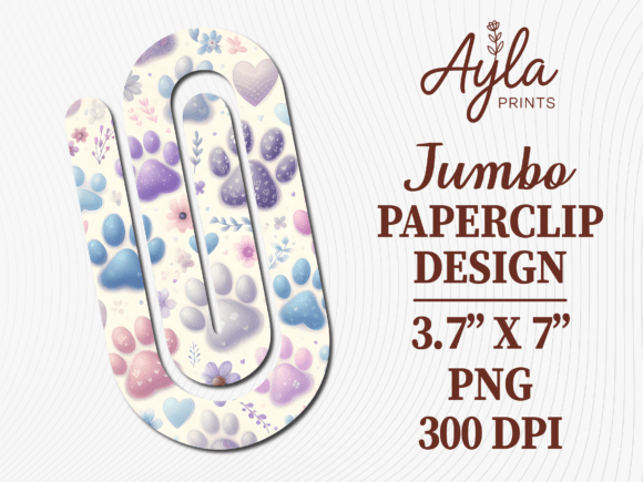 Paw Prints Glitter Jumbo Paperclip PNG for Crafts & Graphics