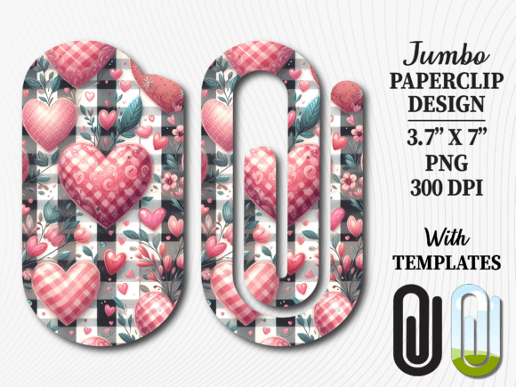 Pink Buffalo Plaid Heart Jumbo Paperclip Graphics & Crafts