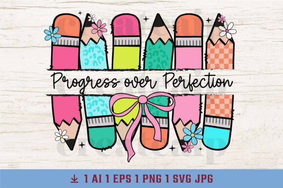 Progress over Perfection SVG Teacher Graphics