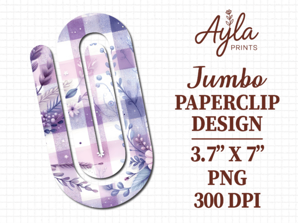 Purple Plaid Check Jumbo Paperclip PNG: Graphics for Crafts & Local Branding