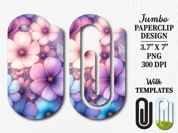 Purple Spring Floral Jumbo Paperclip PNG: Graphics for Crafts