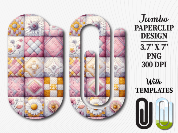 Quilted Floral Patchwork Jumbo Paperclip Graphics