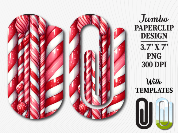 Red Candy Cane Stripe Jumbo Paperclip