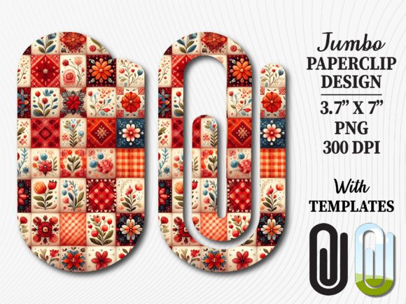 Red Patchwork Quilt Jumbo Paperclip Graphics