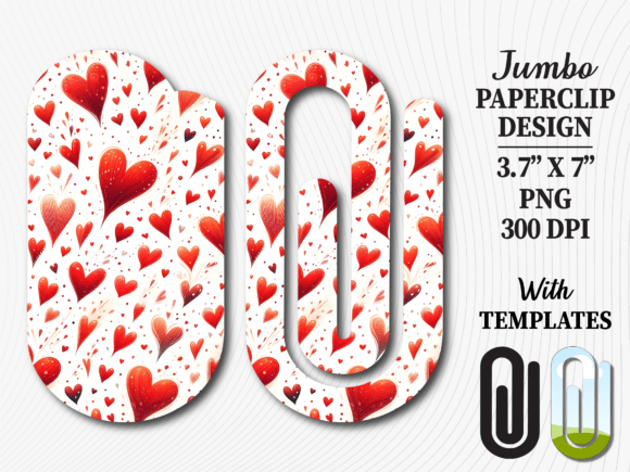 Red Scatter Heart Jumbo Paperclip Design: Graphics for Crafts