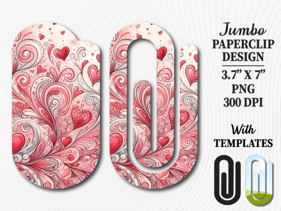 Red Swirl Heart Jumbo Paperclip PNG