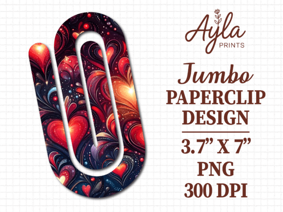 Retro Dark Neon Heart Jumbo Paperclip Graphics for Crafts