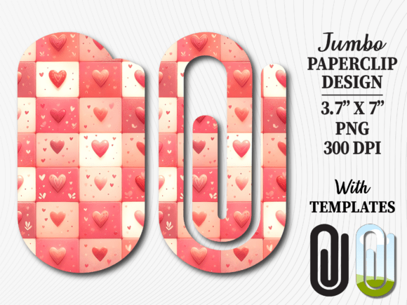 Retro Heart Checkerboard Jumbo Paperclip Graphics