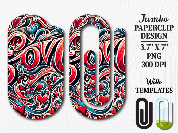Retro Love Doodle Jumbo Paperclip Graphics for Crafts
