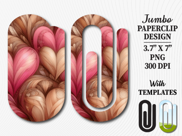 Romantic Pink Heart Art Jumbo Paperclip Graphics