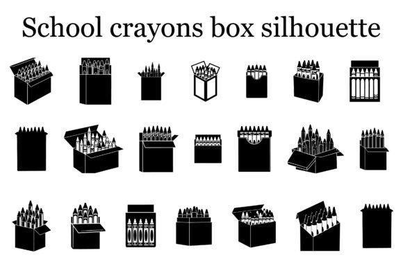 School Crayons Box Silhouette2: Graphics for Crafts & Creative Brands