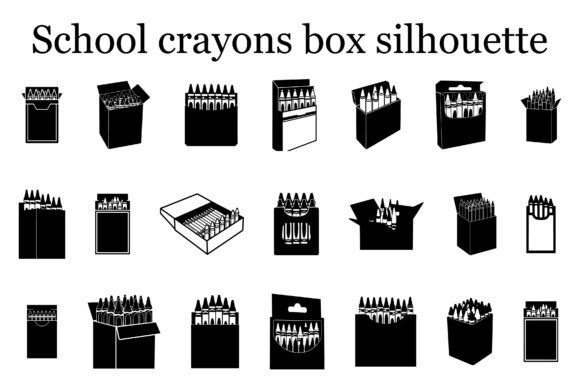 School Crayons Box Silhouette3 Graphics for Crafts