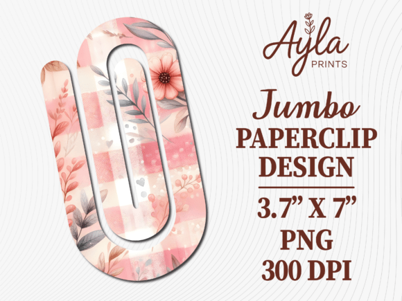 Soft Pink Floral Feather Jumbo Paperclip Graphics