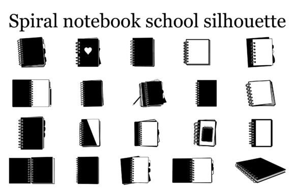 Spiral Notebook School Silhouette Graphics for Crafts