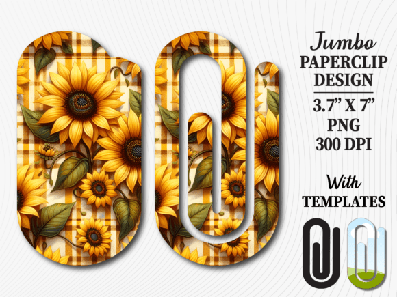 Sunflower Plaid Autumn Jumbo Paperclip Graphics