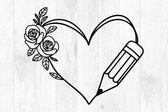 Teacher Floral Heart SVG: Graphics for Crafts