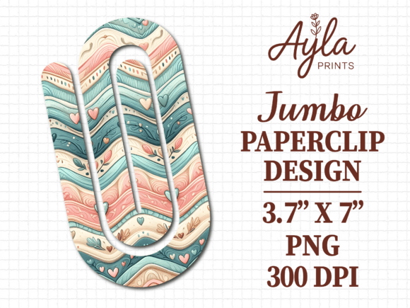 Teal Chevron Heart Jumbo Paperclip PNG: Graphics for Crafts & Branding