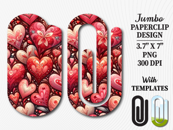 Valentine Love Heart Jumbo Paperclip Graphics for Crafts