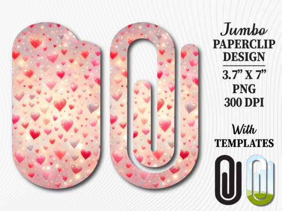 Valentines Day Love Heart Paperclip PNG: Graphics for Crafts & Local Branding