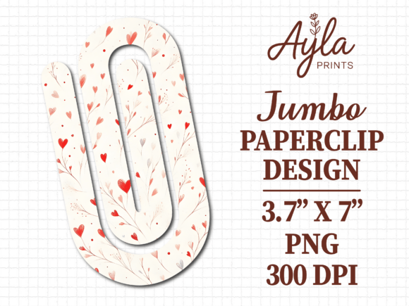 Valentines Day Red Heart Jumbo Paperclip Graphics for Crafts