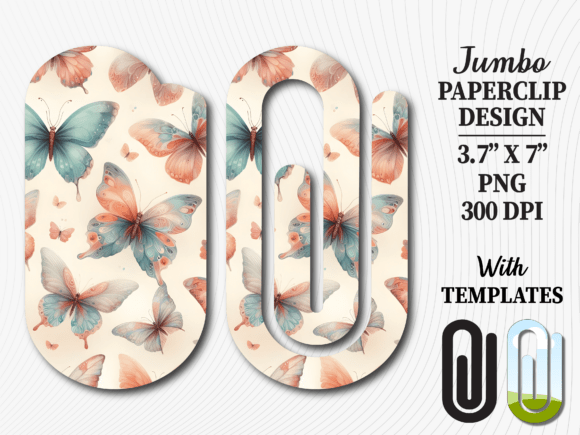 Vintage Boho Butterfly Jumbo Paperclip Graphics for Crafts