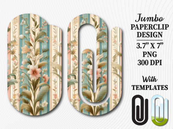 Vintage Floral Shabby Jumbo Paperclip Graphics