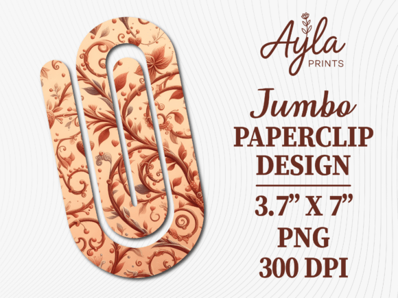 Vintage Floral Swirl Jumbo Paperclip PNG: Graphics for Crafts & Local Branding